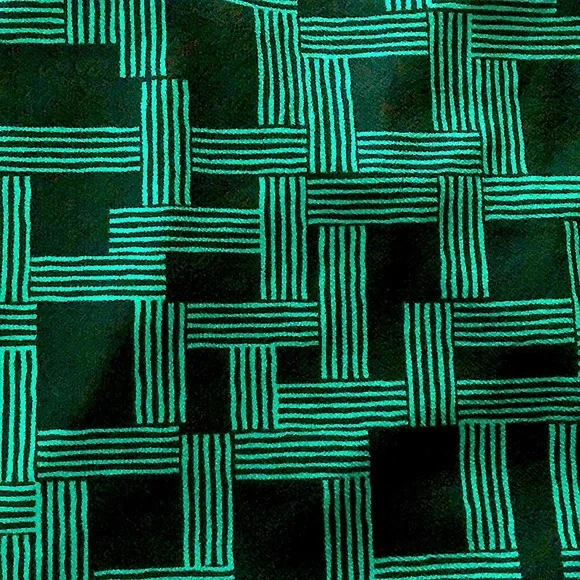 Geometric Office Siren Green Basket Weave Pencil Skirt L - Picture 3 of 4